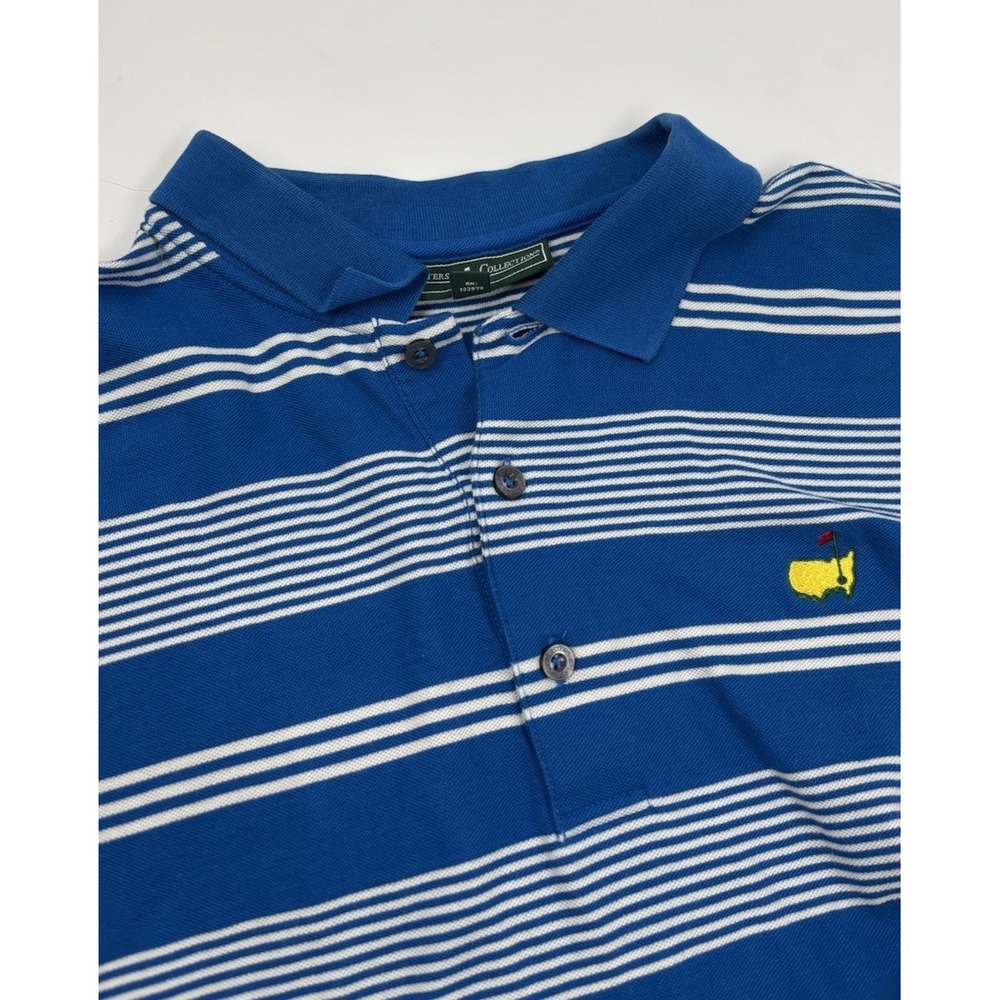 Masters Collection Men's L Pima Cotton Blue Striped Golf Polo